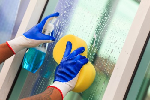 Cleaner treating stains on a staircase carpet in a London property