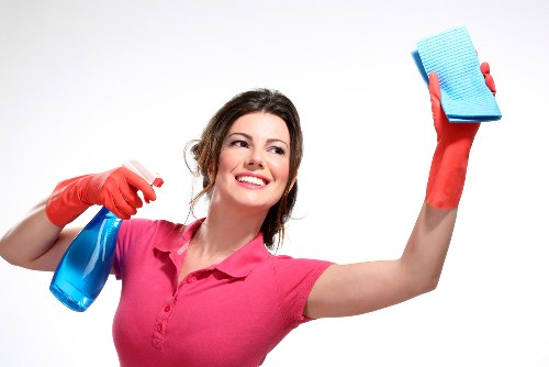 London commercial cleaner working in an office space
